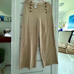 Ann Taylor Tan Wide-Leg stretch Sailor Nautical trousers sz 10